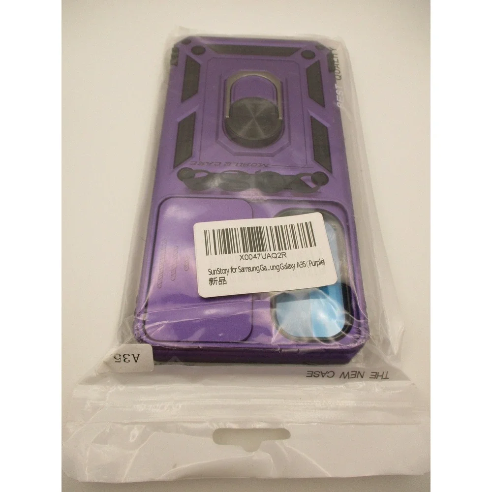 Samsung Galaxy A35 Case Purple Rugged Armor Ring Stand‎ Camera Cover NEW